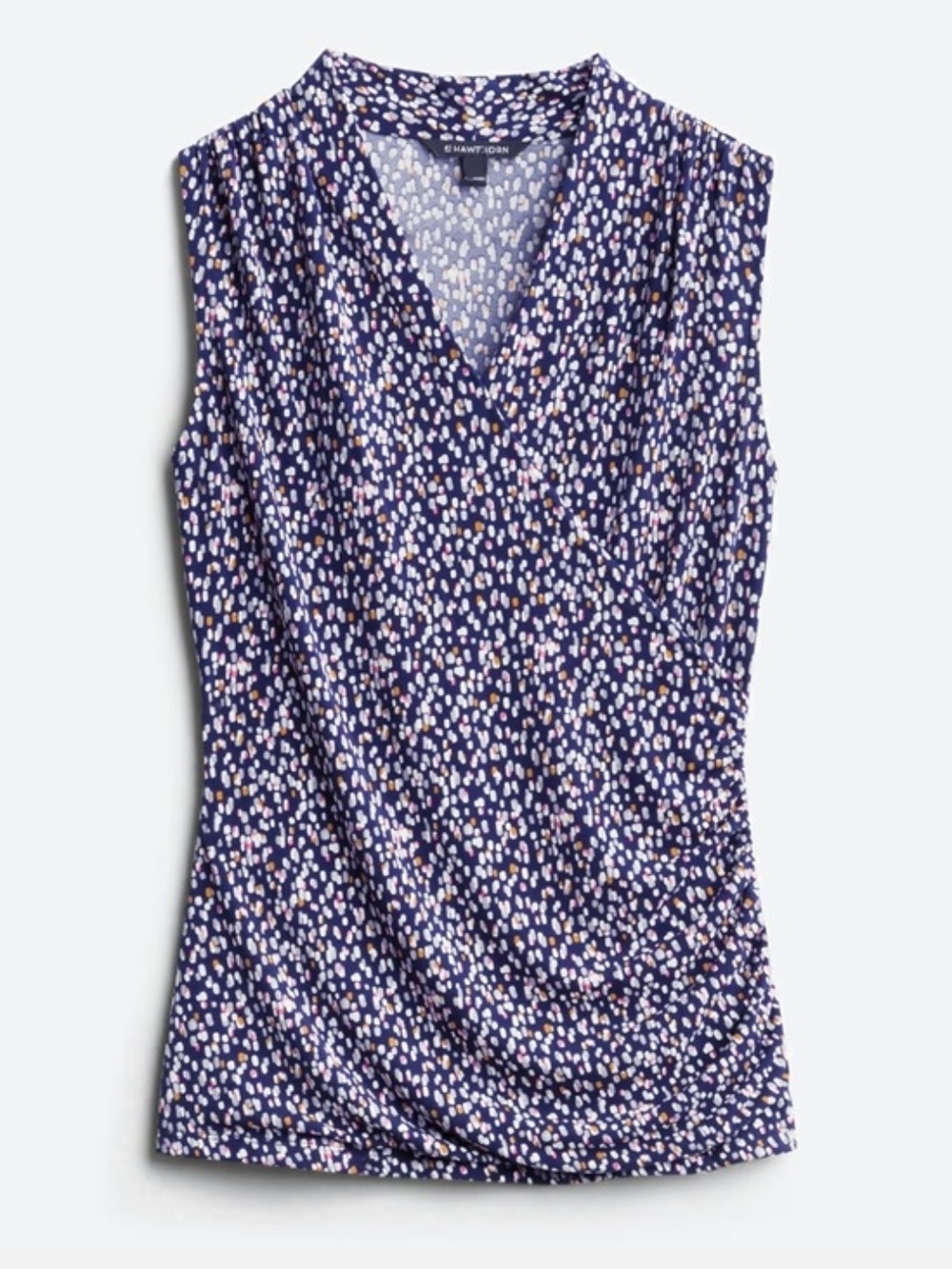 41 Hawthorn Benni Sleeveless Wrap Crepe Knit Navy Confetti Print Top New NWT